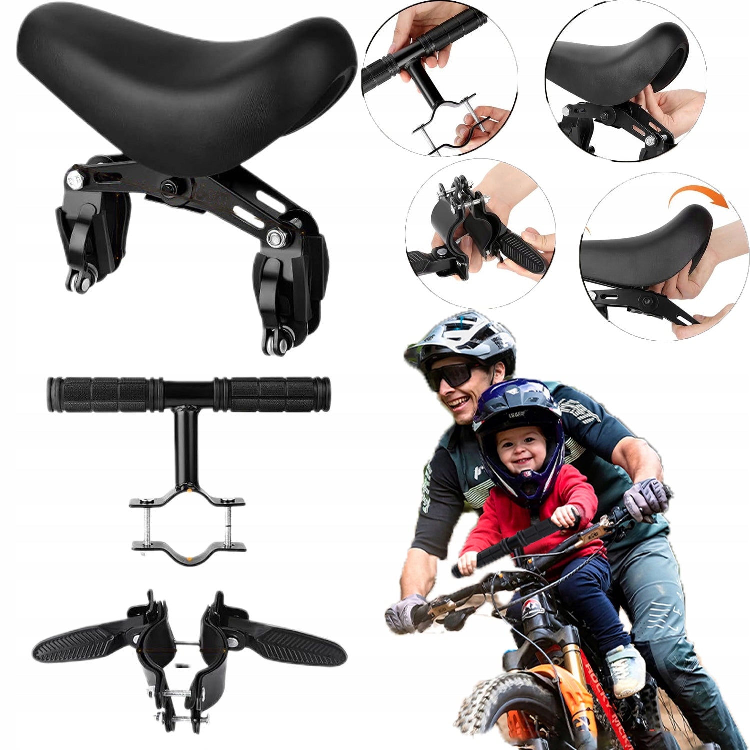 CHILD BIKE SEAT SET FOR FRONT FRAME SAFE SADDLE