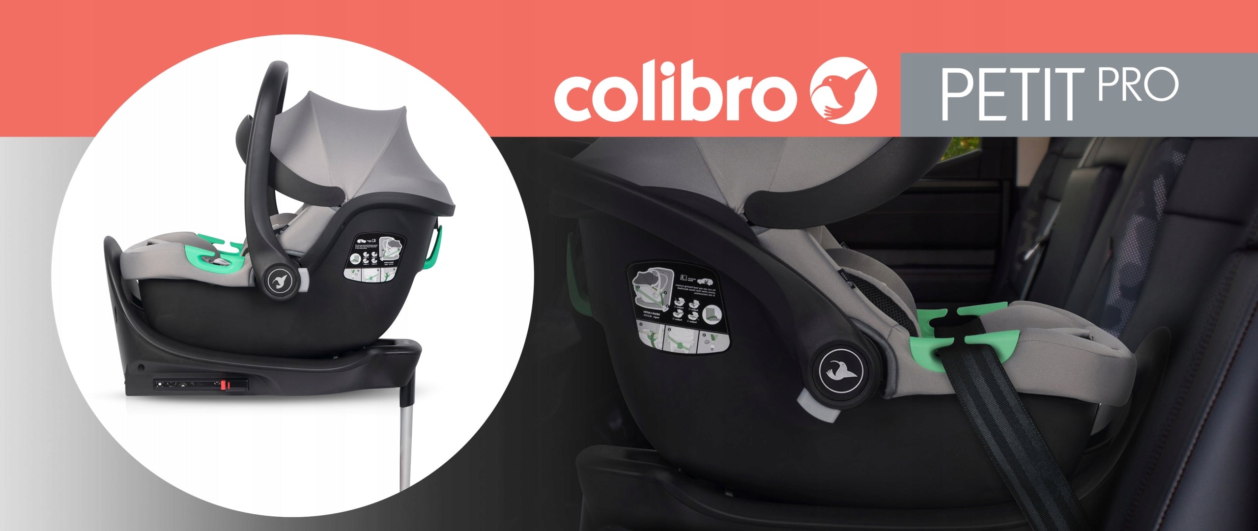 CHILD CAR SEAT COLIBRO PETIT ISOFIX 0-13 KG 0-87 CM i-SIZE Color gray