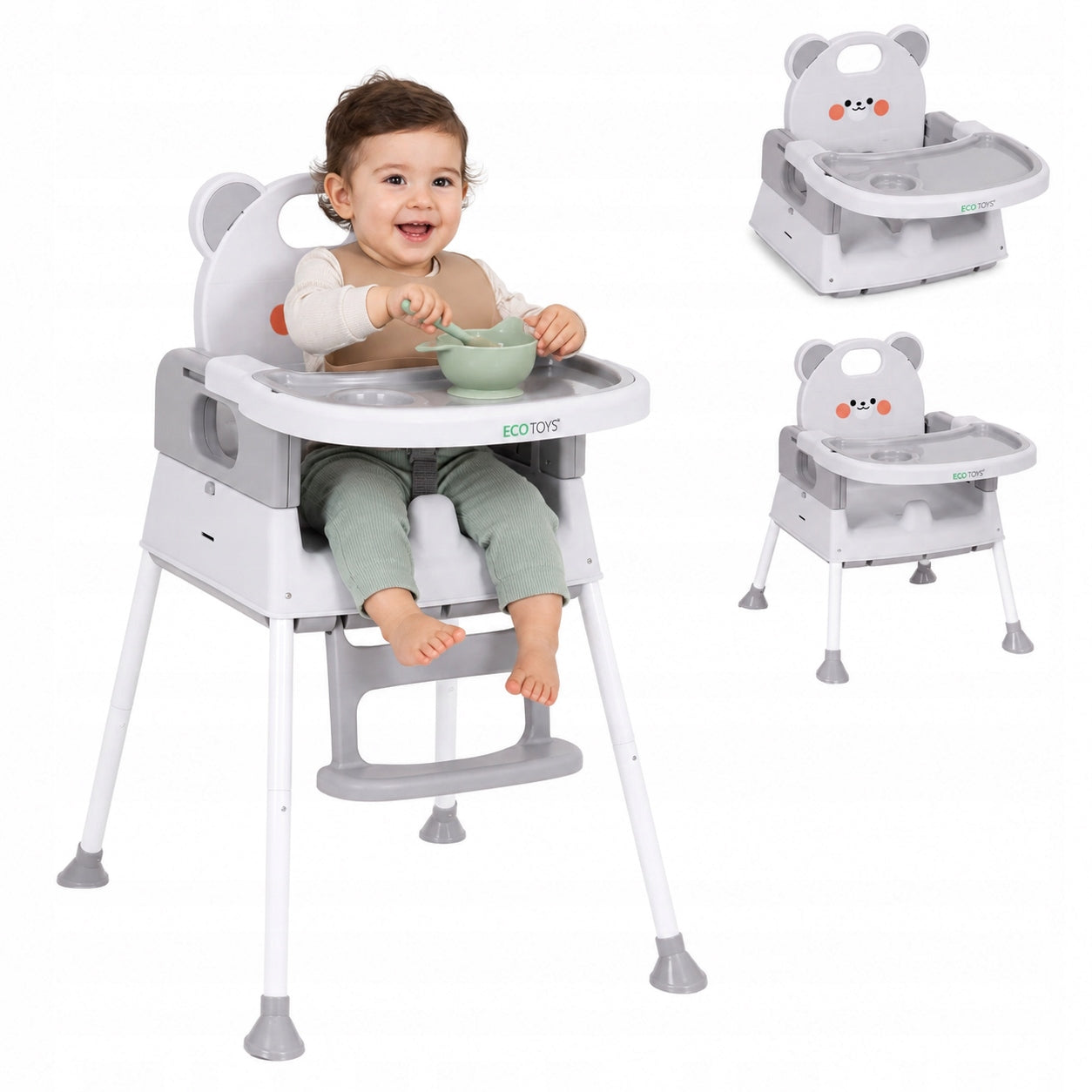 CHILD FEEDING CHAIR 3in1 double tray 5-point belts W