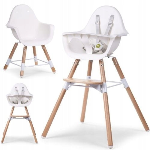 CHILDHOME FOR HIGH CHAIR FEEDING 2in1 wooden legs EVOLU 2 Natural/White