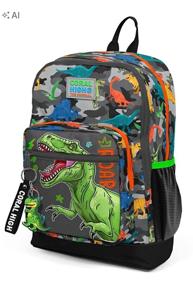 CHILDREN'S BACKPACK GREEN DINOSAUR PATTERN COLORFUL SPORTS 5IA Brand no brand