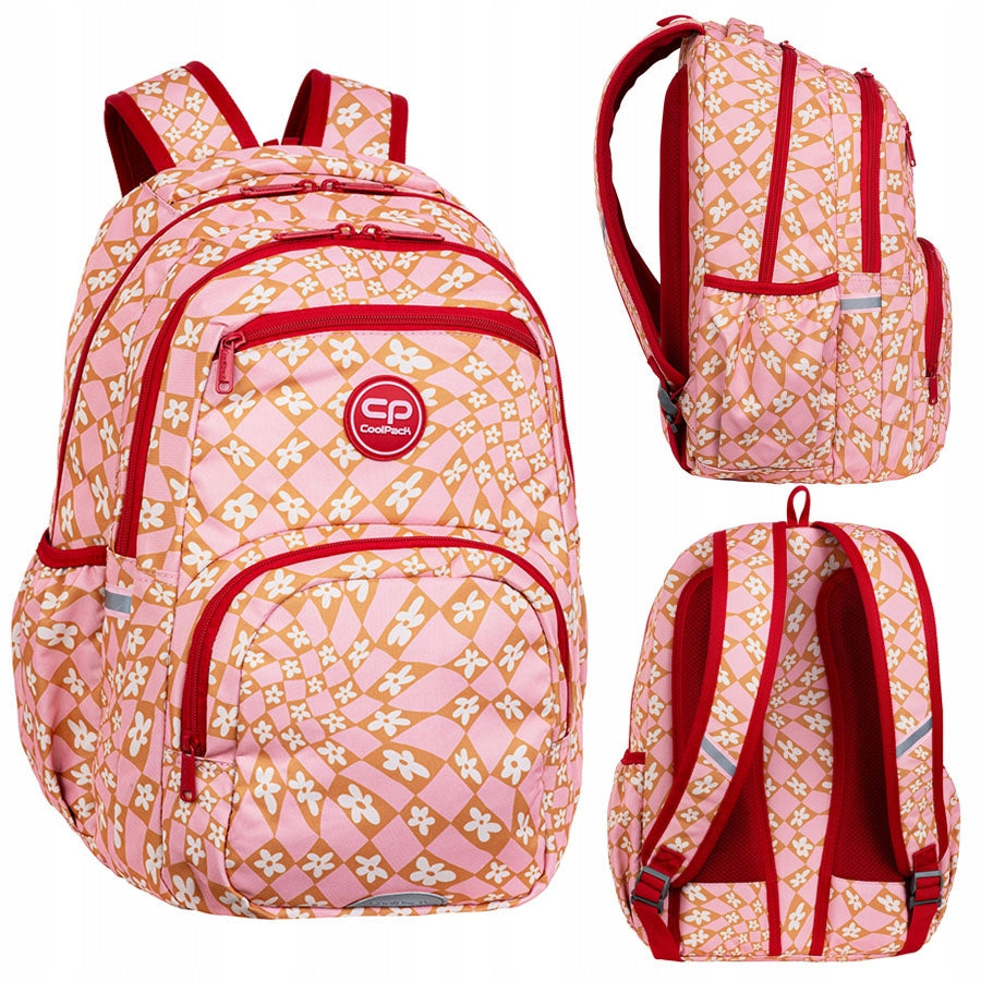 CHILDREN'S BACKPACK MULTI-CHAMBER PICK WITH FLOWERS
