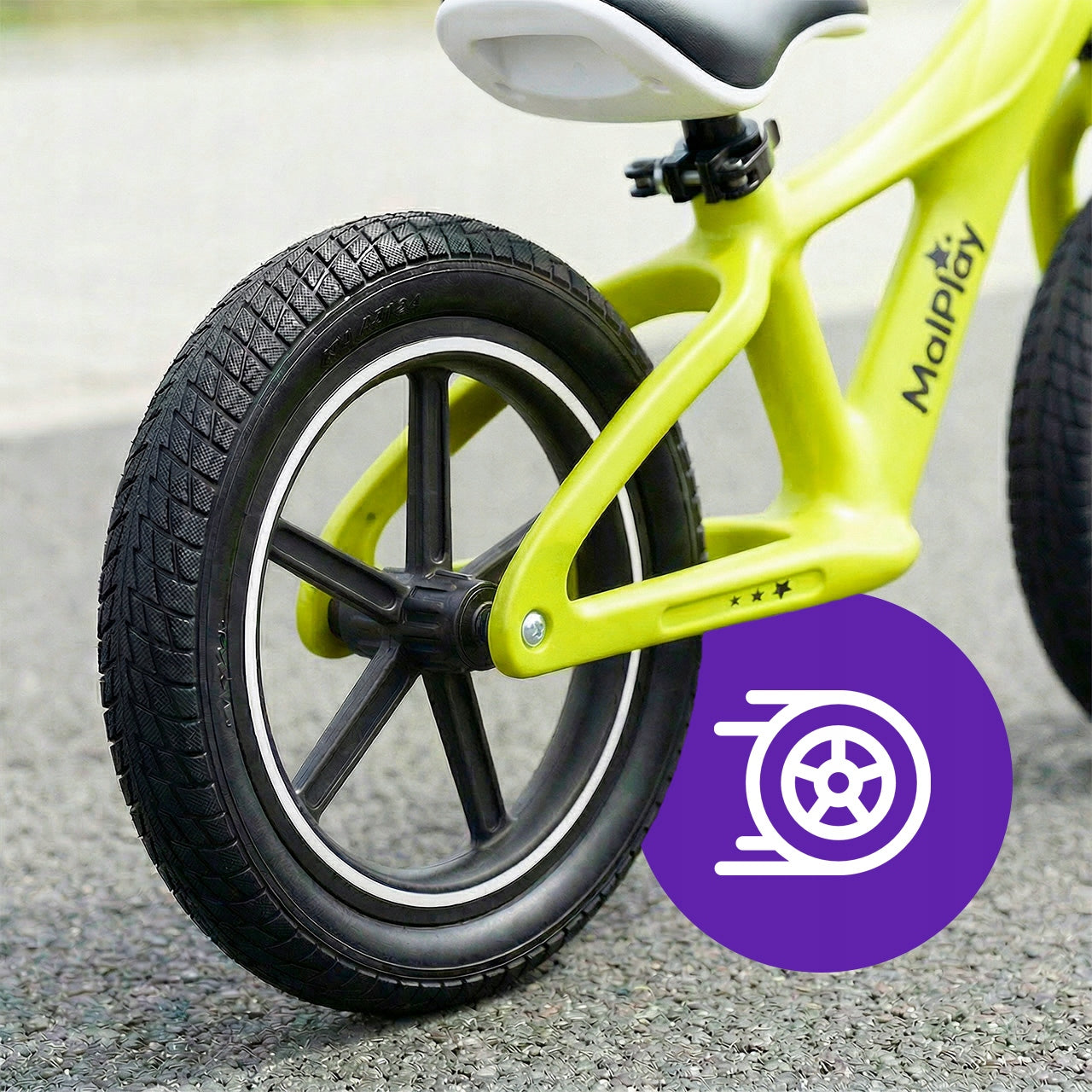 CHILDREN'S BALANCE BIKE FOR CHILDREN 2+ WHEELS 12" PU LIGHT 3,4KG NYLU LEMON Color green