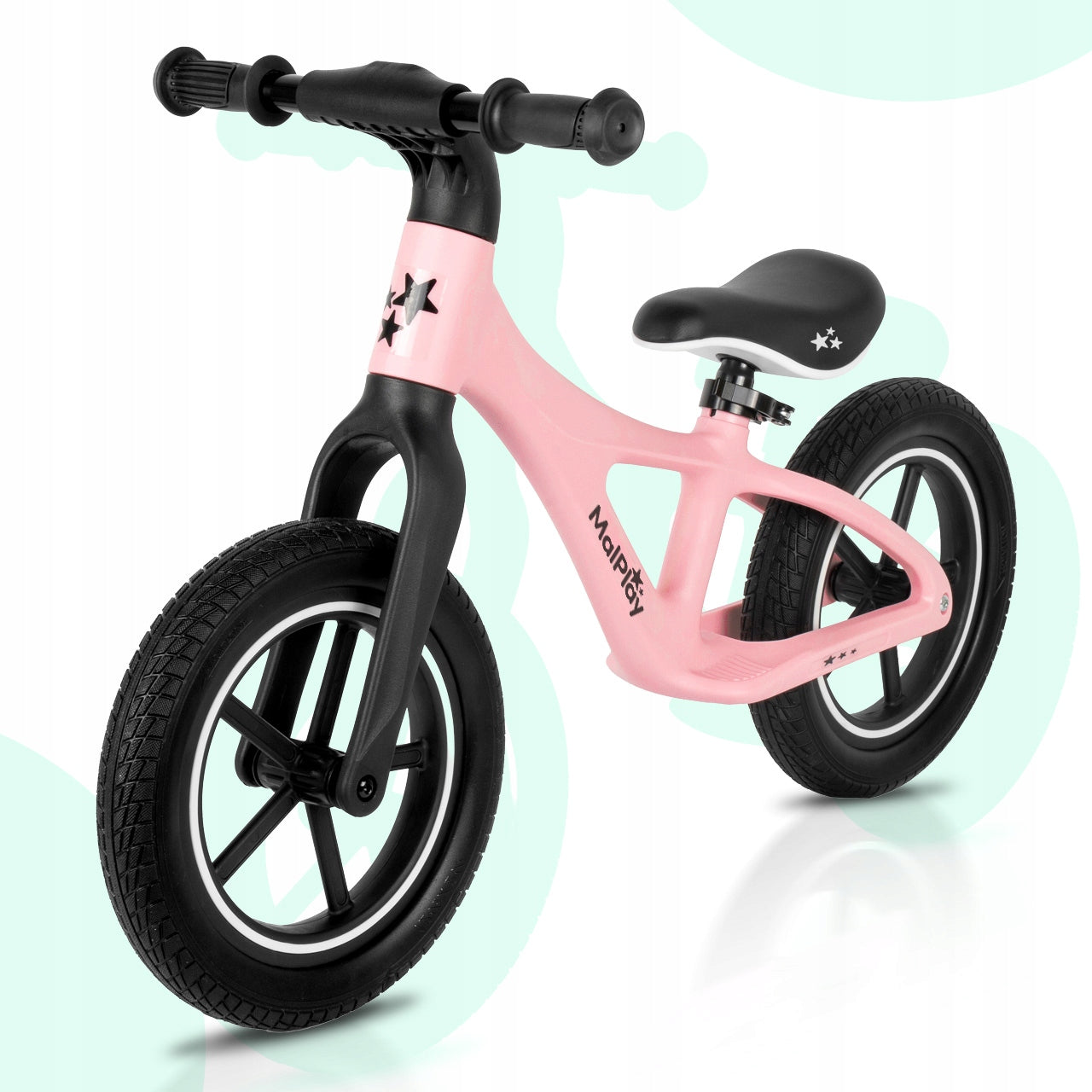 CHILDREN'S BALANCE BIKE FOR CHILDREN 2+ WHEELS 12" PU LIGHT 3,4KG NYLU PINK Brand MalPlay