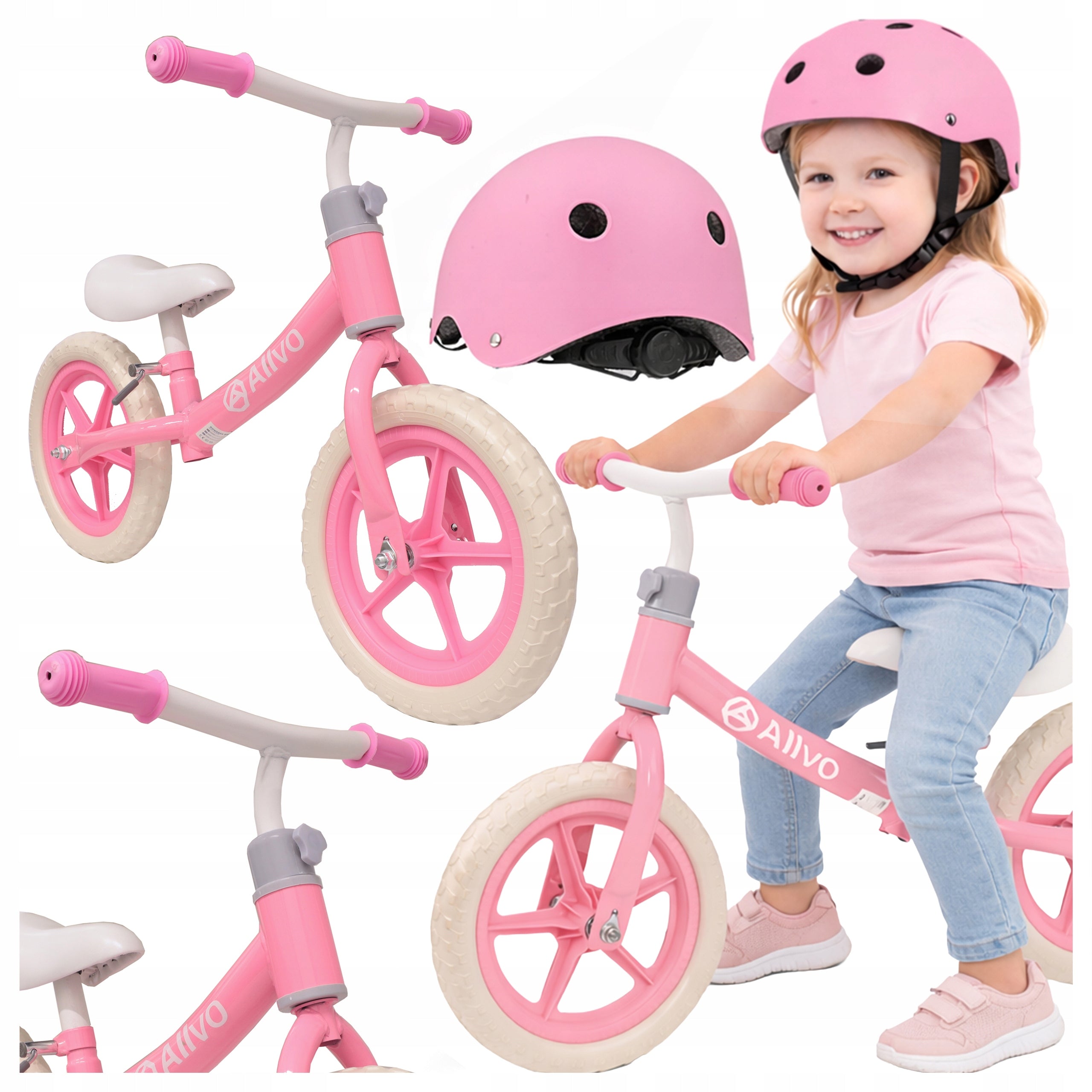 CHILDREN'S BALANCE BIKE for children EVA wheels 12'' to 35kg Lightweight + HELMET Brand Allvo