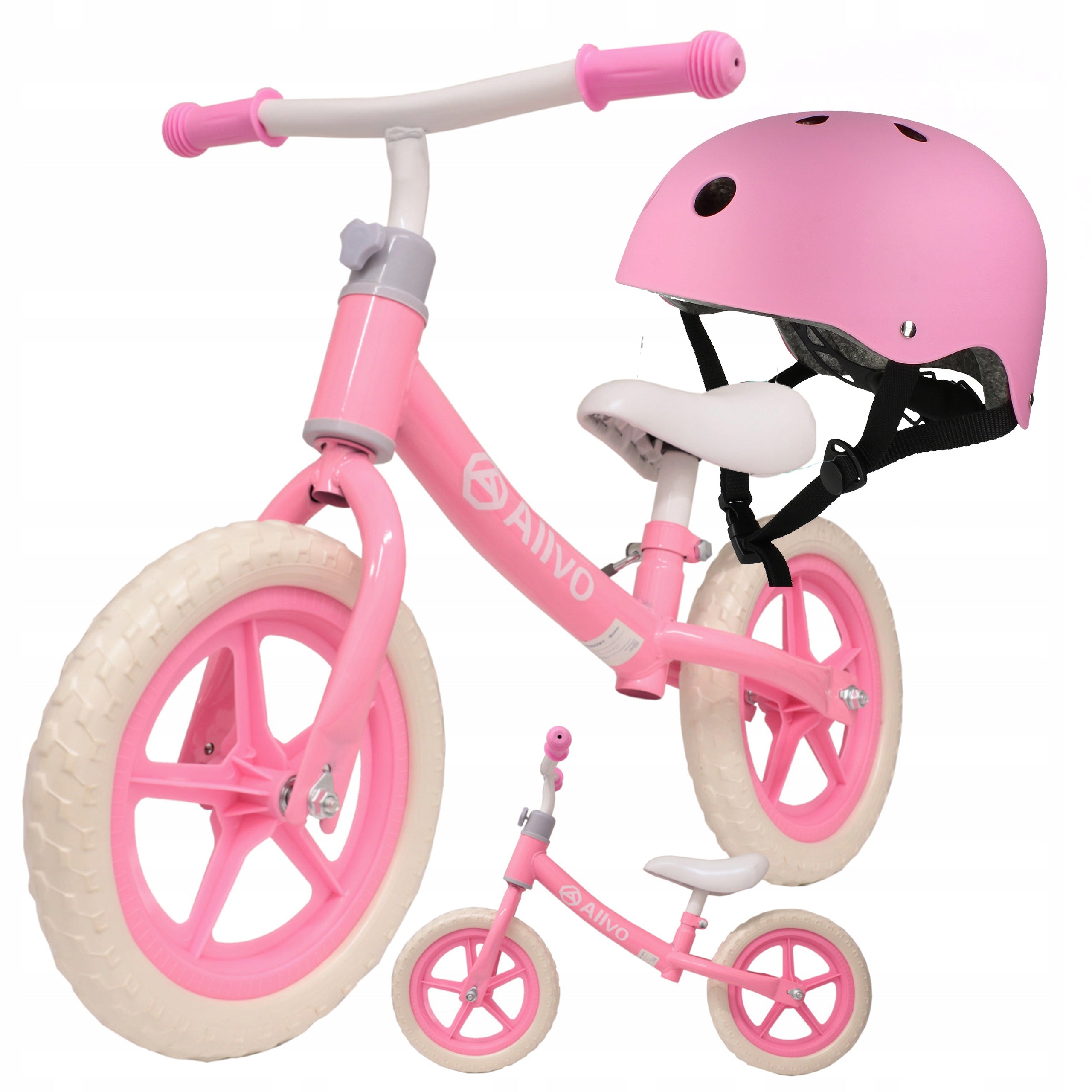 CHILDREN'S BALANCE BIKE for children EVA wheels 12'' to 35kg Lightweight + HELMET Model Rowerek biegowy różowy + kask