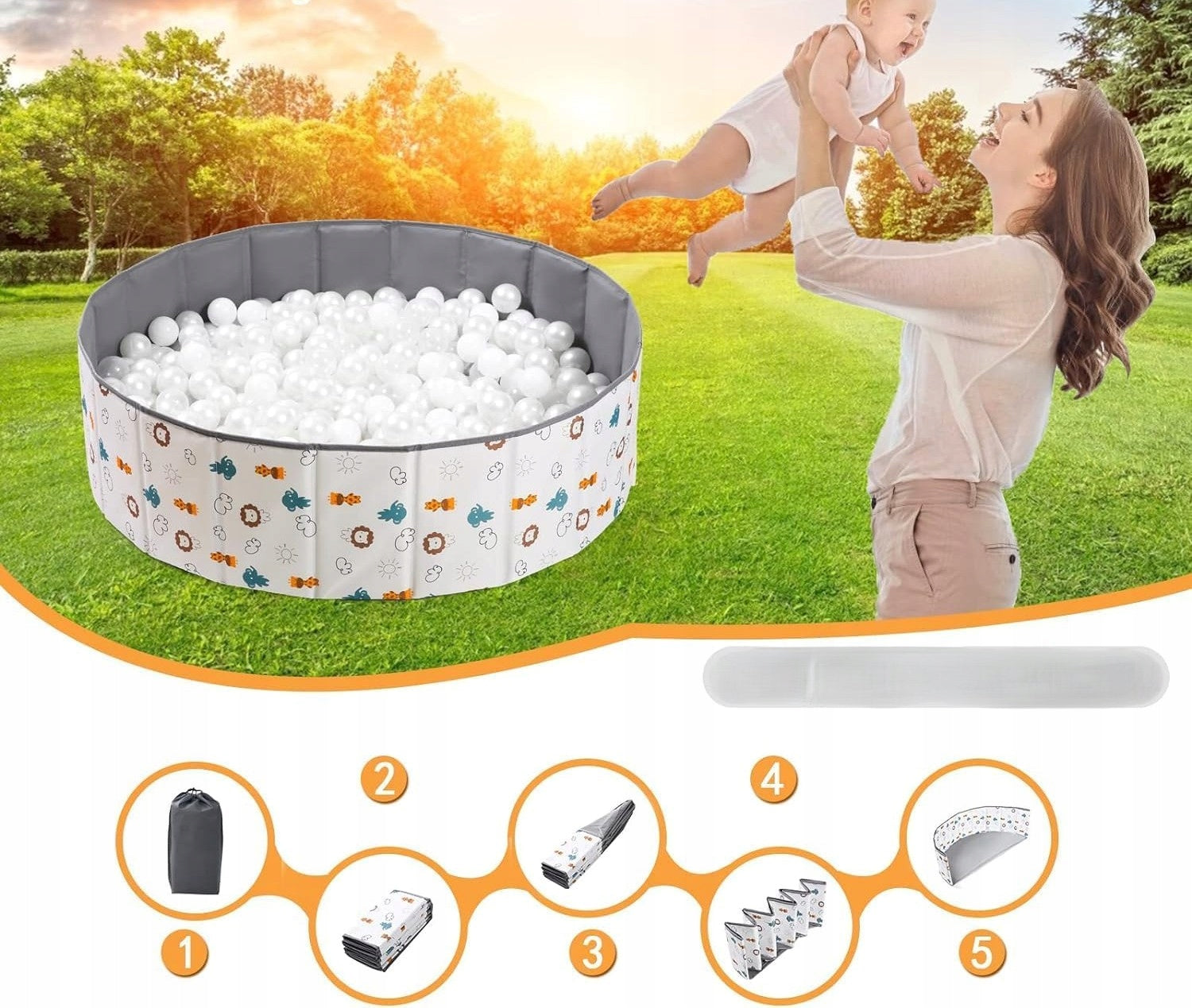 CHILDREN'S BALL POOL FOLDING FOR BATHING UNIVERSAL LARGE 80CM FUN Kid's age 3＋ months
