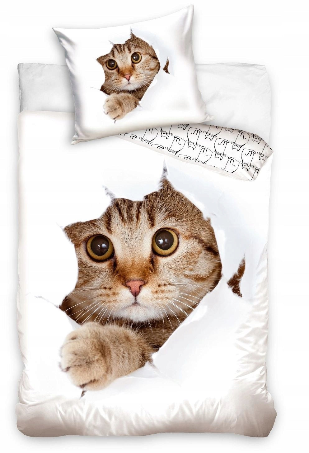 CHILDREN'S BEDDING COTTON 140x200cm CAT COMES OUT OF DUVET KITTEN