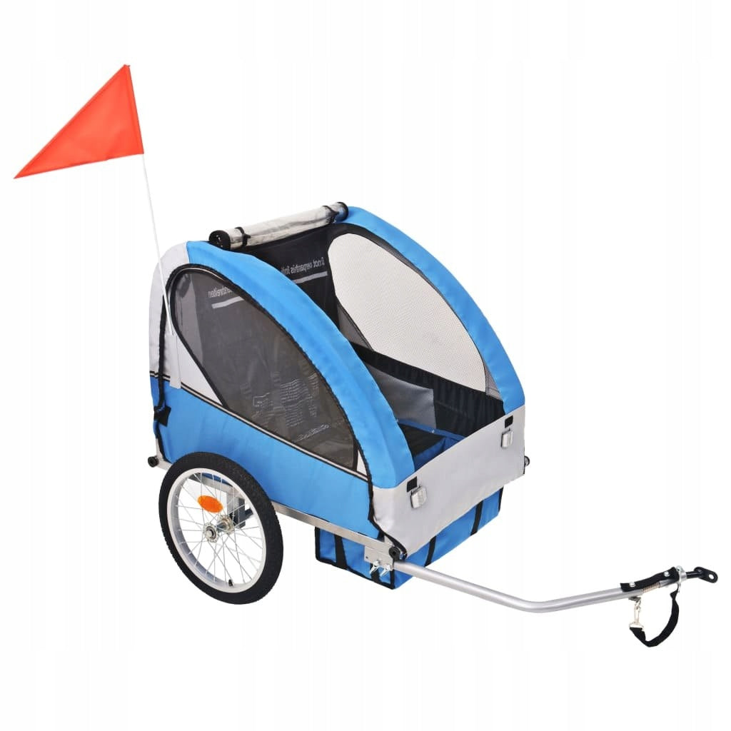 CHILDREN'S BICYCLE TRAILER GREY AND BLUE 30KG