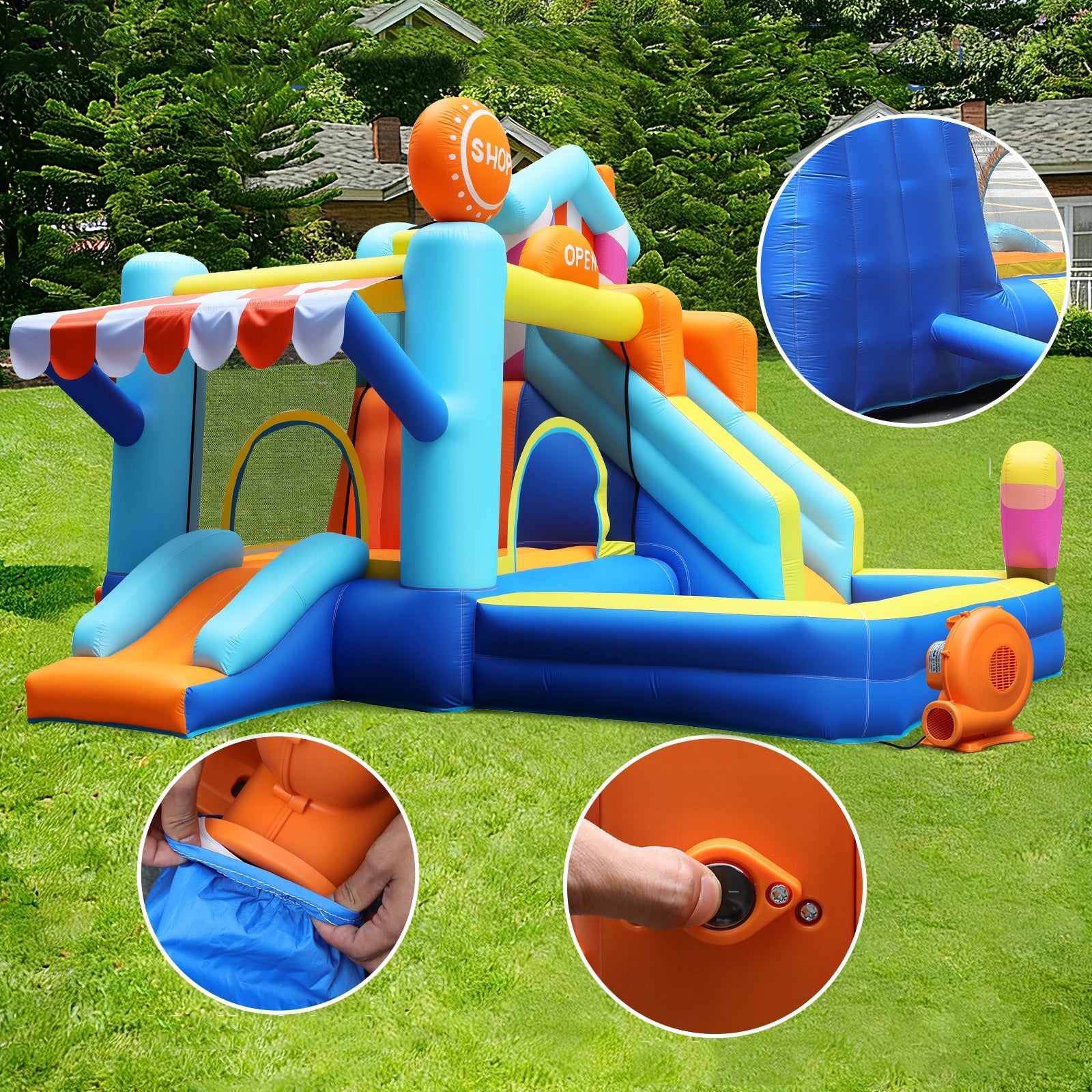 CHILDREN'S BOUNCY CASTLE, MULTIFUNCTIONAL OUTDOOR WATER PARK,WITH BLOWER Manufacturer code 4896031771967