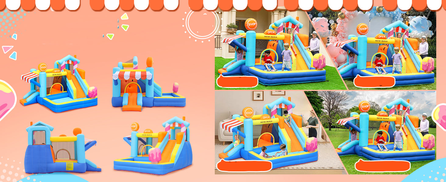 CHILDREN'S BOUNCY CASTLE, MULTIFUNCTIONAL OUTDOOR WATER PARK,WITH BLOWER Packaging status original