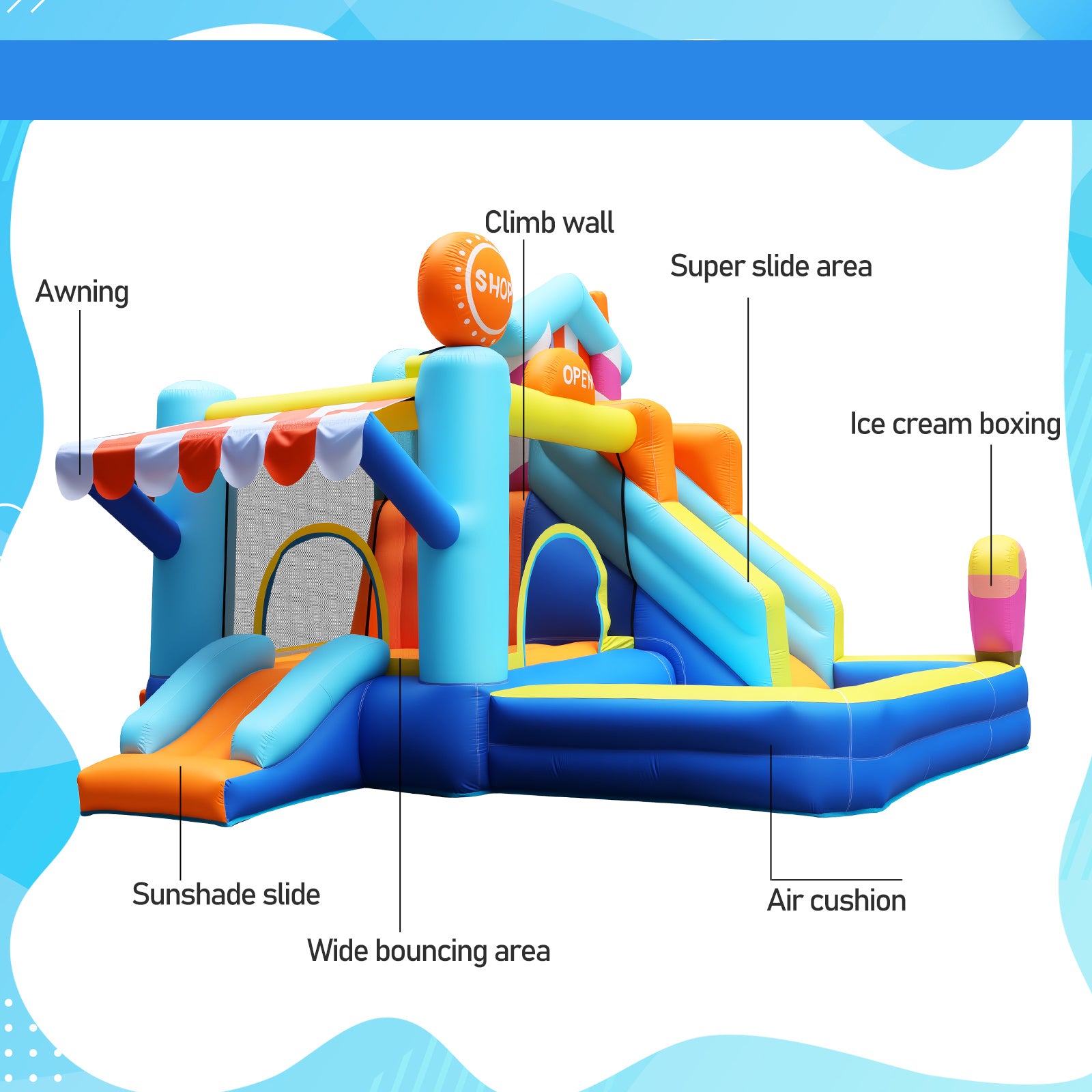 CHILDREN'S BOUNCY CASTLE ,WATER PARK,CHILDREN'S GIFT,WITH SLIDE AND BLOWER Brand no brand