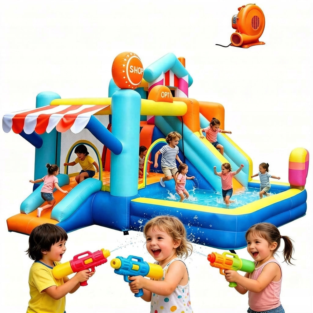 CHILDREN'S BOUNCY CASTLE ,WATER PARK,CHILDREN'S GIFT,WITH SLIDE AND BLOWER