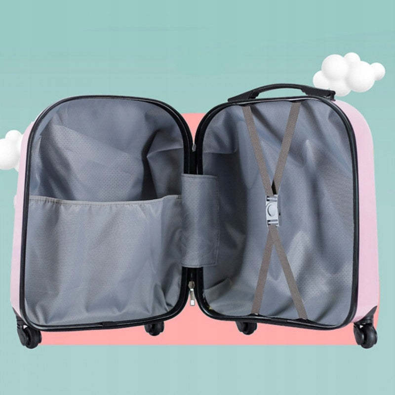 CHILDREN'S CABIN SUITCASE - ON WHEELS - ABS - PINK WITH TEDDY BEAR - 22x31 CM Depth (shorter edge) 22 cm