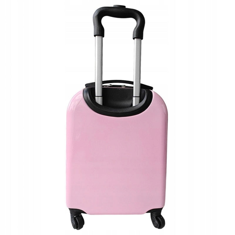 CHILDREN'S CABIN SUITCASE - ON WHEELS - ABS - PINK WITH TEDDY BEAR - 22x31 CM Width (longer edge) 31 cm