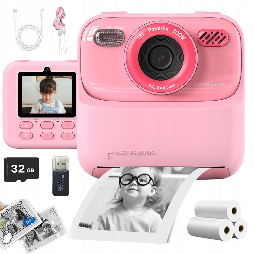 CHILDREN'S CAMERA DIGITAL INSTANT 32GB HIGH QUALITY