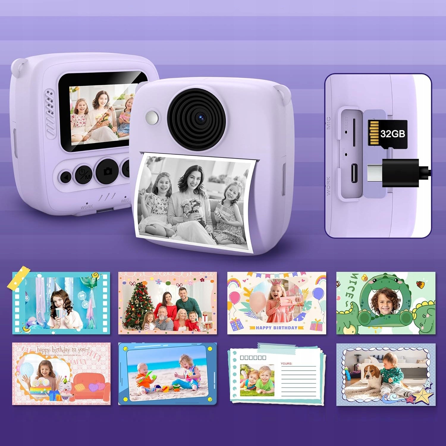 CHILDREN'S CAMERA DIGITAL INSTANT PRINT+ 4 ROLLS Model 654894-R54
