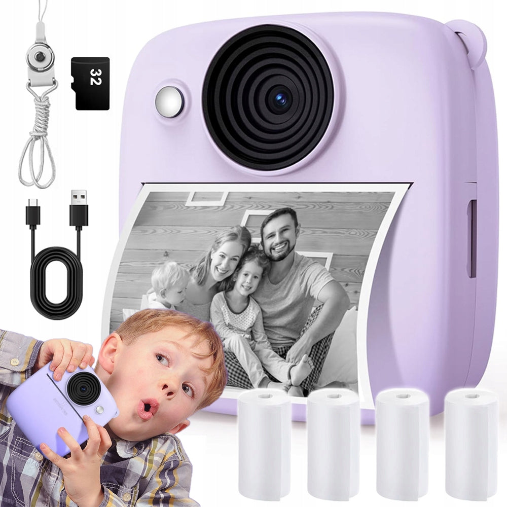 CHILDREN'S CAMERA DIGITAL INSTANT PRINTER WITH 4 ROLLS
