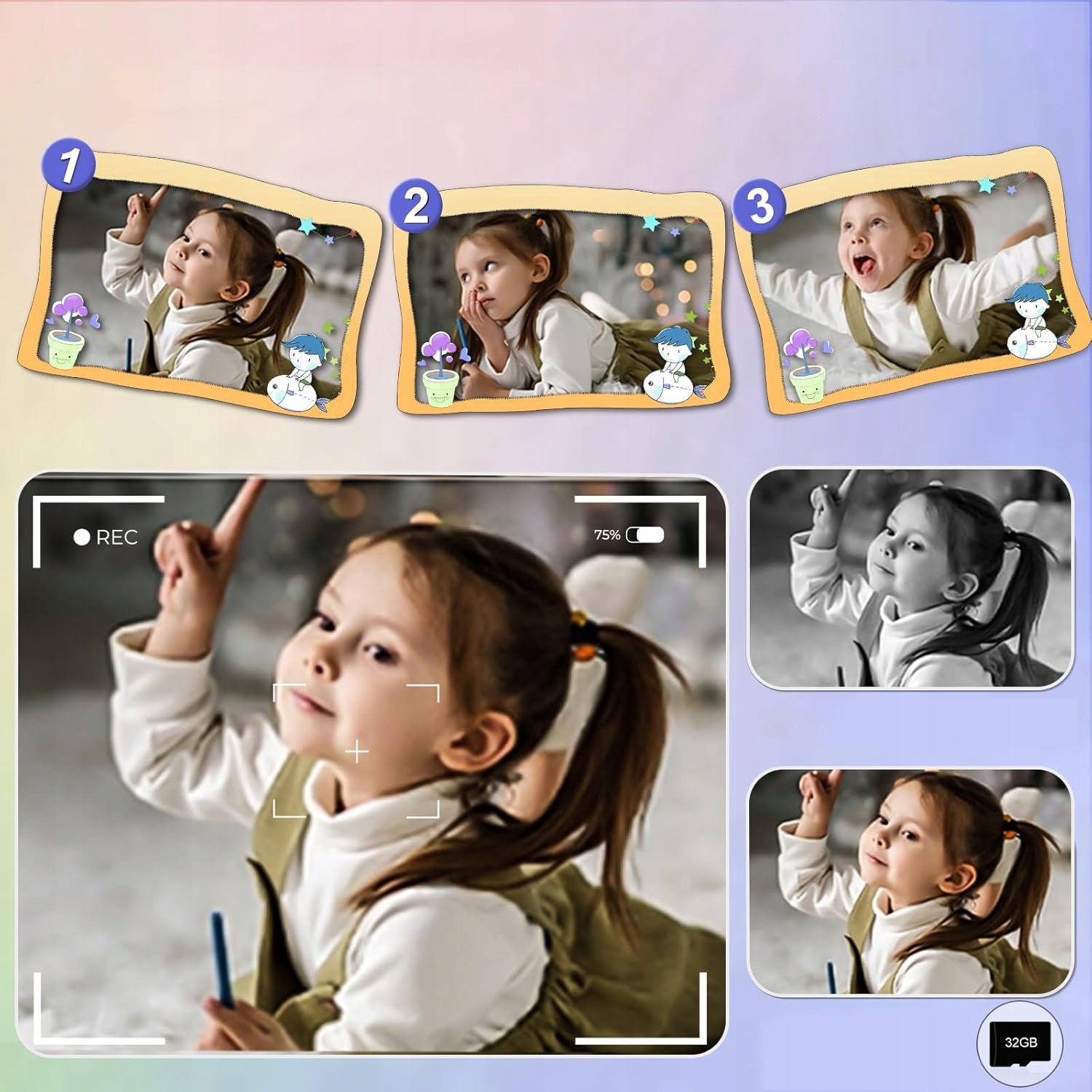 CHILDREN'S CAMERA DIGITAL INSTANT WITH 32GB SD PRINTER Brand Bedee
