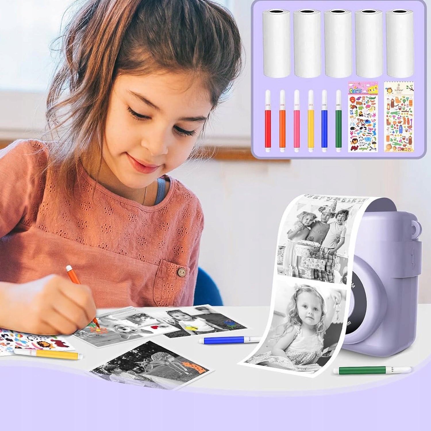 CHILDREN'S CAMERA DIGITAL INSTANT WITH WATERCOLOR PENCIL Model drukarka fotograficzna