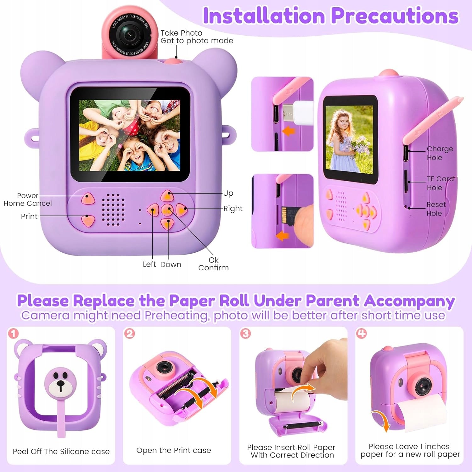 CHILDREN'S CAMERA UNICORN 1080P 32GB GIFT FOR CHILDREN Manufacturer code APARAT FOTOGRAFICZNY DLA DZIECI FIOLETOWY