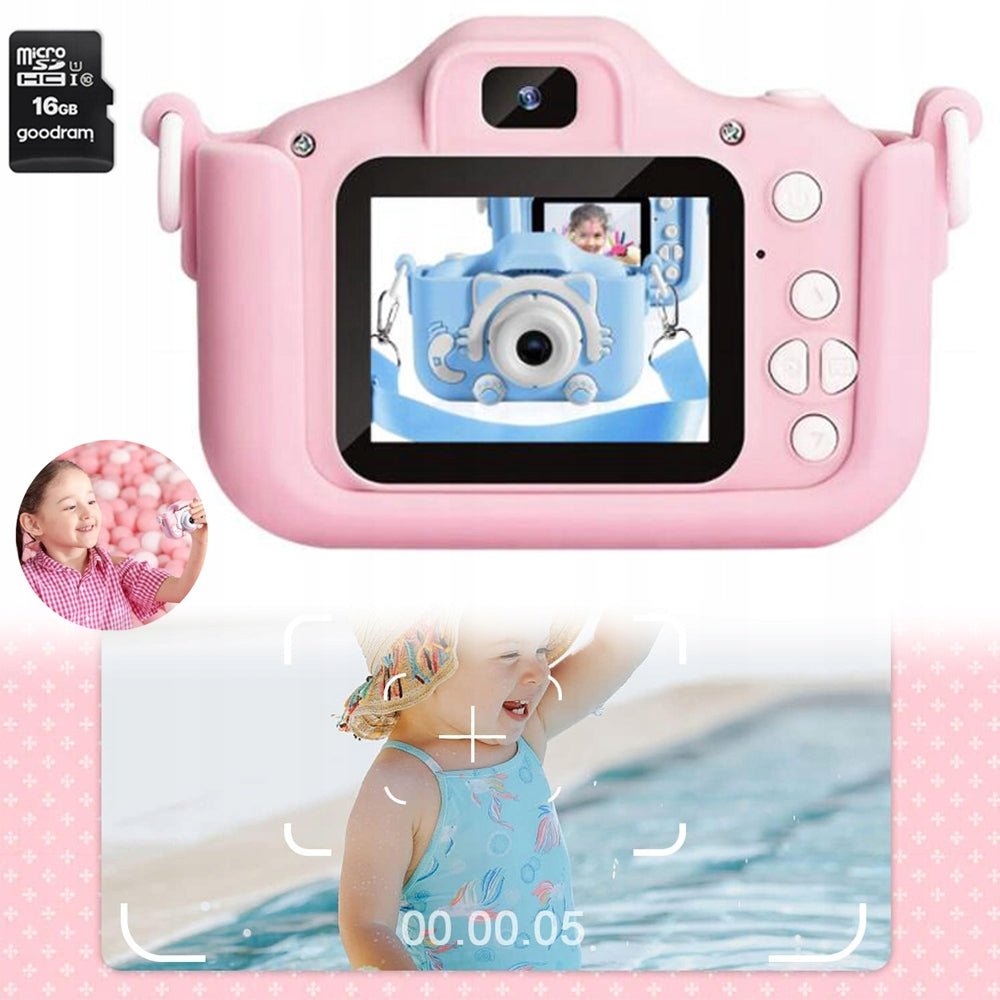CHILDREN'S CAMERA WITH CAT, RECHARGEABLE, HD DIGITAL CAMERA