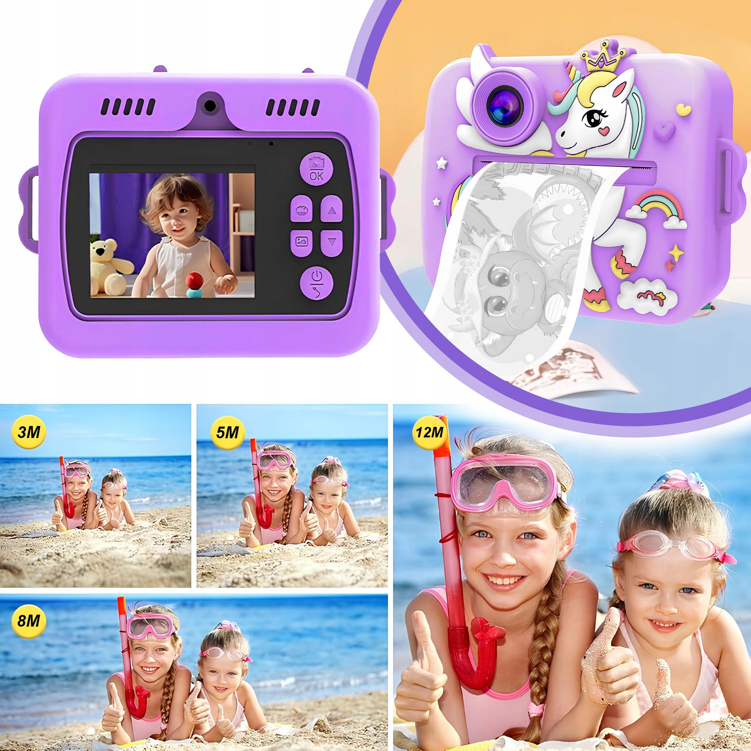 CHILDREN'S CAMERA WITH PRINTER INSTANT 32 GB Full HD 1920 × 1080 3+1 ROLLS Packaging status original