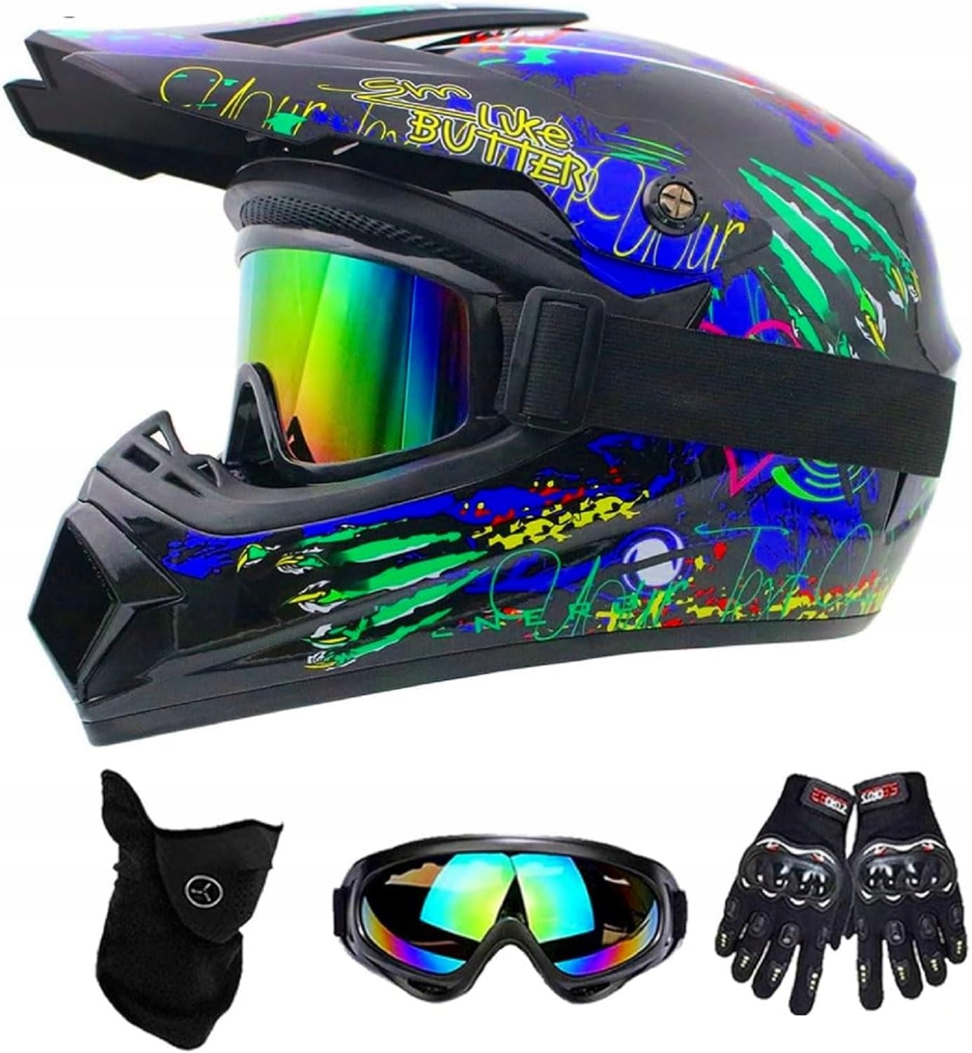 CHILDREN'S CROSS MOTORCYCLE HELMET WITH ACCESSORIES ECE DOT