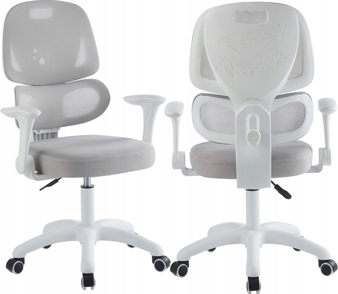 CHILDREN'S DESK CHAIR GREY WHITE SWIVEL