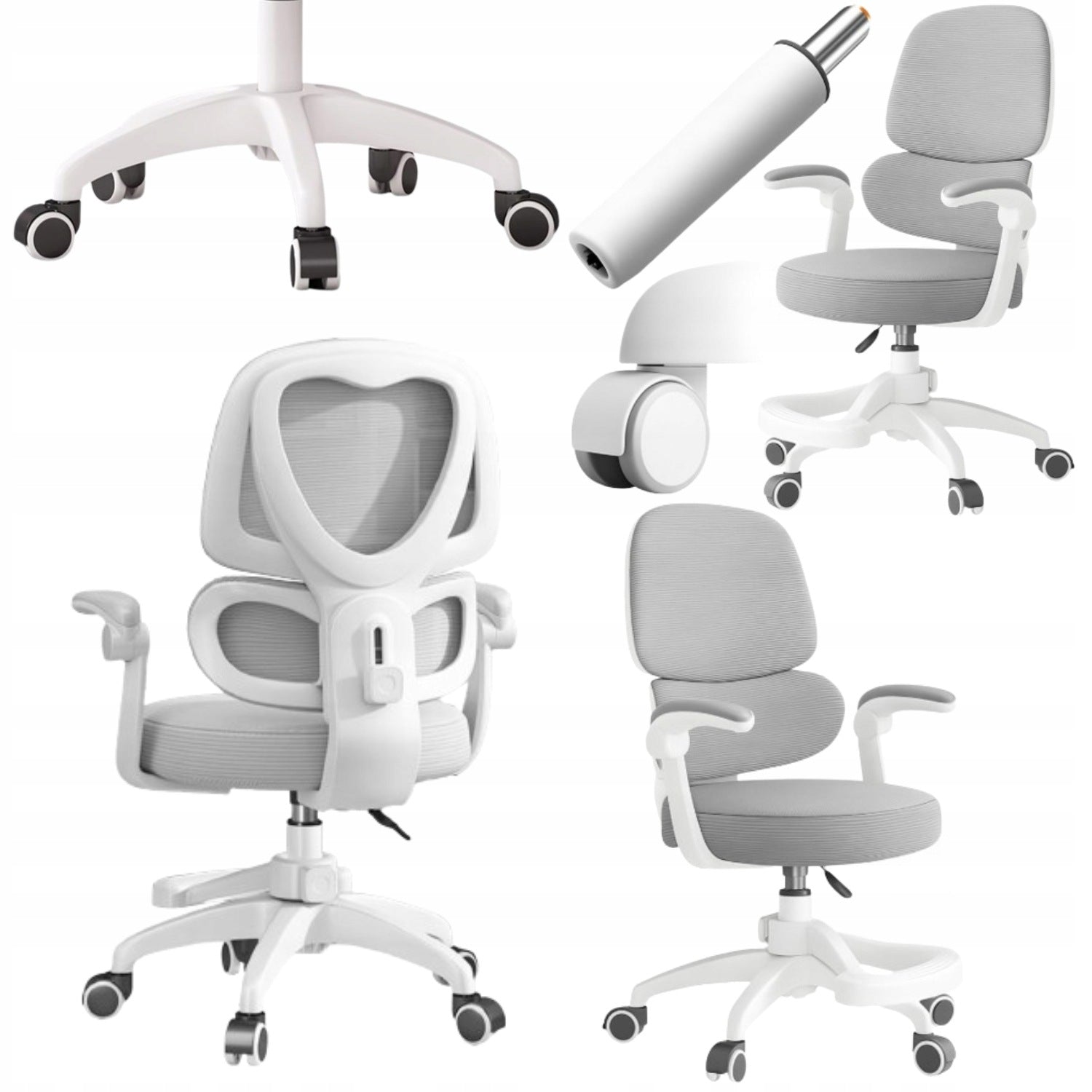 CHILDREN'S DESK CHAIR SWIVEL CHAIR GREY WITH FOOTREST