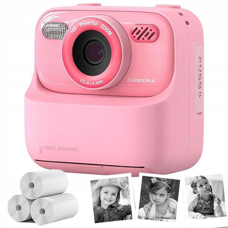 CHILDREN'S DIGITAL CAMERA INSTANT PRINT 2.4IN SCREEN 1080P HD, GIFT (PINK)