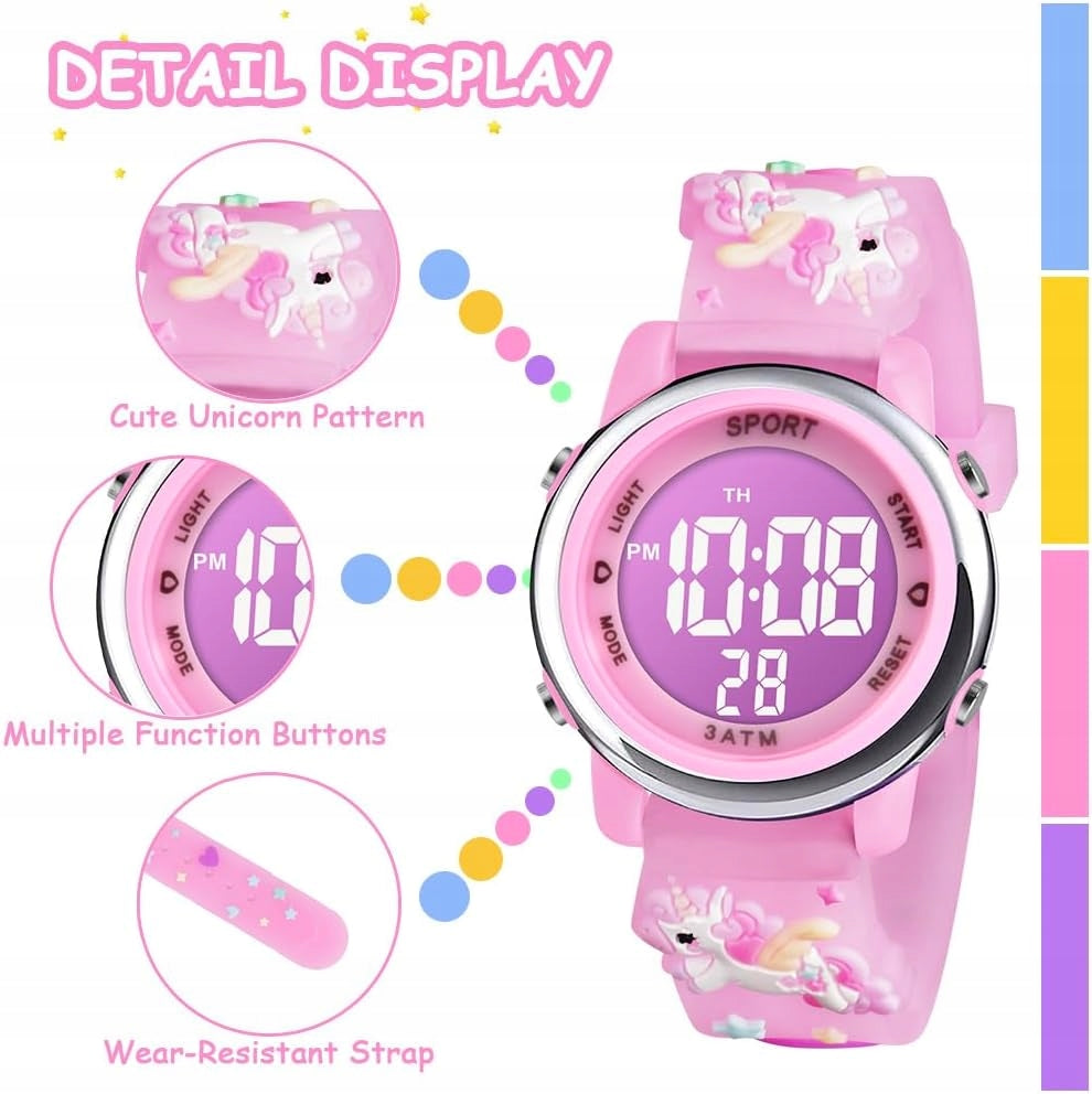 CHILDREN'S DIGITAL WATCH UNICORN LED 7 COLORS MULTIFUNCTIONAL Kind digital
