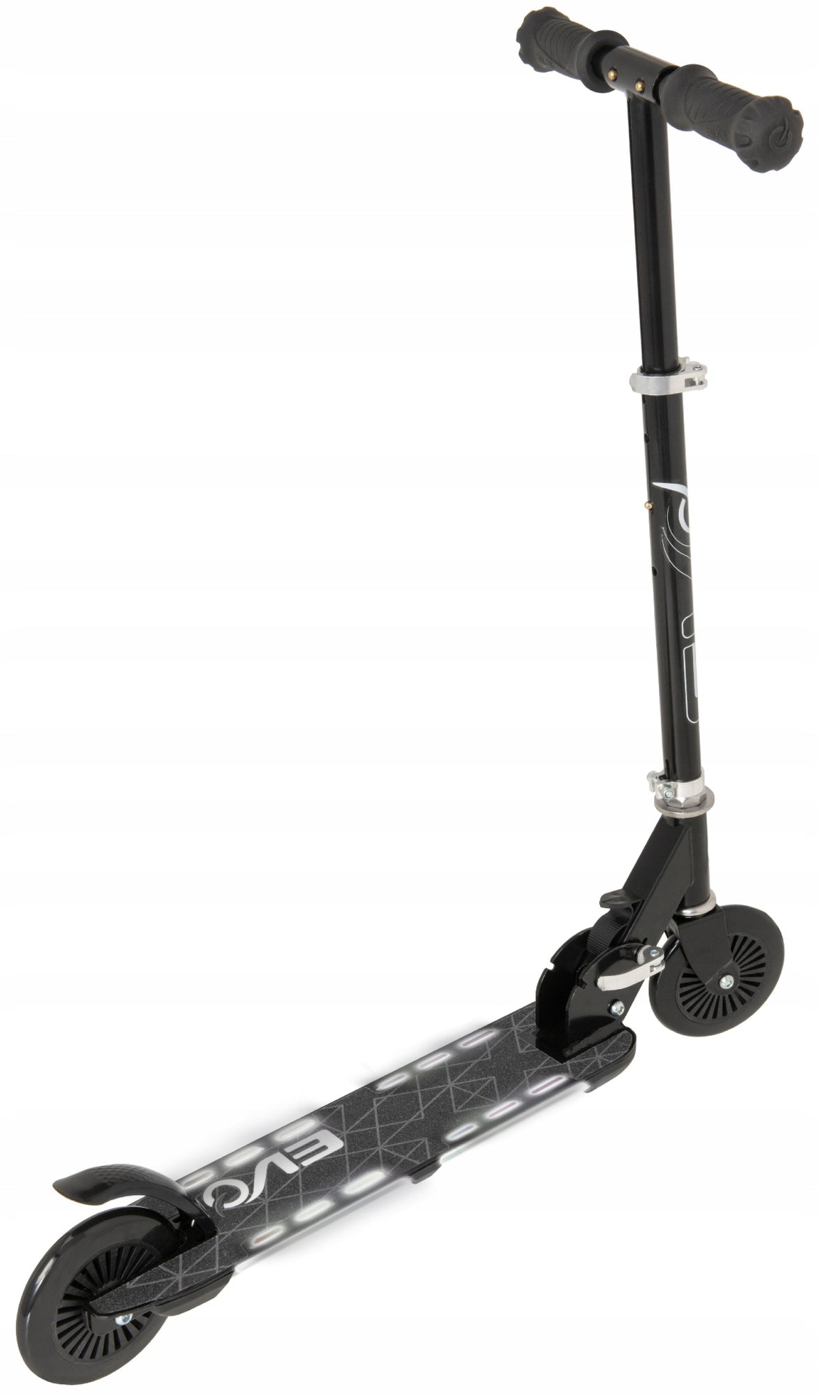 CHILDREN'S FOLDING SCOOTER LED GLOWING PLATFORM BLACK AND WHITE EVO 5+ Kind two-wheeled