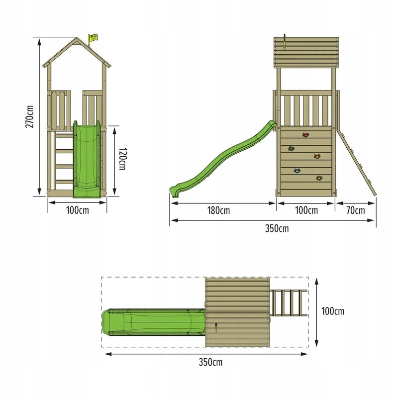 CHILDREN'S GARDEN HOUSE SQUARE TOYS TOWER CLIMBING WALL SLIDE Manufacturer code 724P