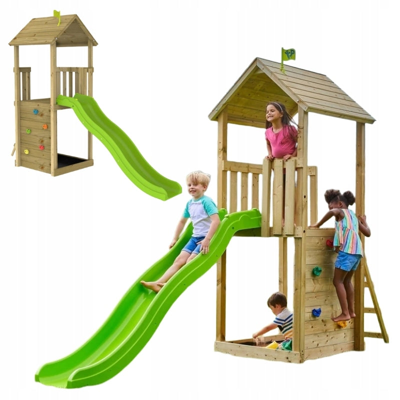 CHILDREN'S GARDEN HOUSE SQUARE TOYS TOWER CLIMBING WALL SLIDE