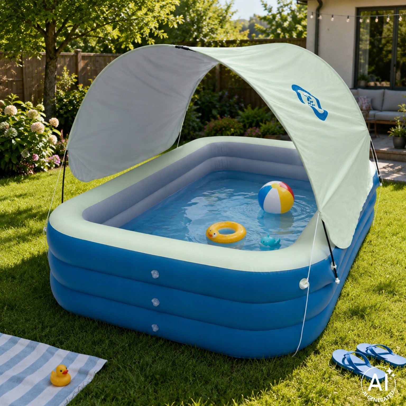 CHILDREN'S GARDEN POOL INFLATABLE WITH SLIDE SUN VISOR Manufacturer code KX2779