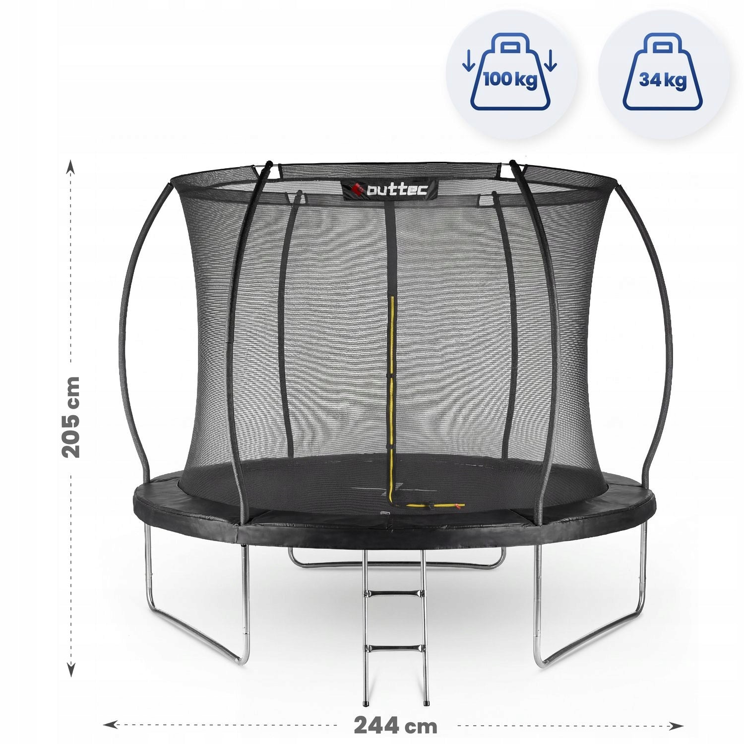 CHILDREN'S GARDEN TRAMPOLINE 244 CM 8FT PUMPKIN INDOOR NET OUTTEC Height from ground level 55 cm