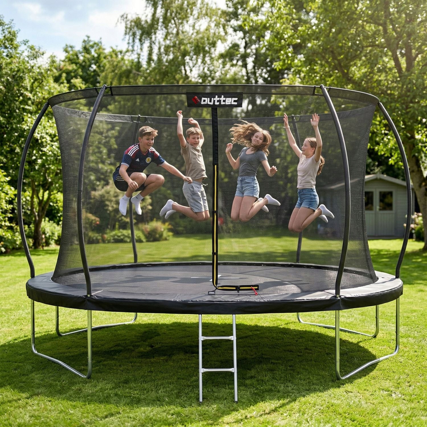 CHILDREN'S GARDEN TRAMPOLINE PUMPKIN 435CM 14FT INDOOR NET OUTTEC Kind with net