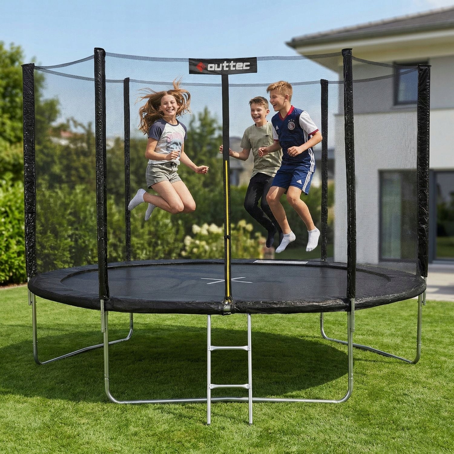 CHILDREN'S GARDEN TRAMPOLINE STRONG OUTDOOR NET LADDER 10FT OUTTEC Brand Outtec