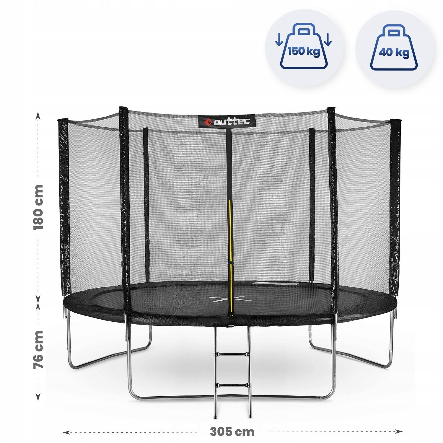 CHILDREN'S GARDEN TRAMPOLINE STRONG OUTDOOR NET LADDER 10FT OUTTEC Max. weight load 150 kg