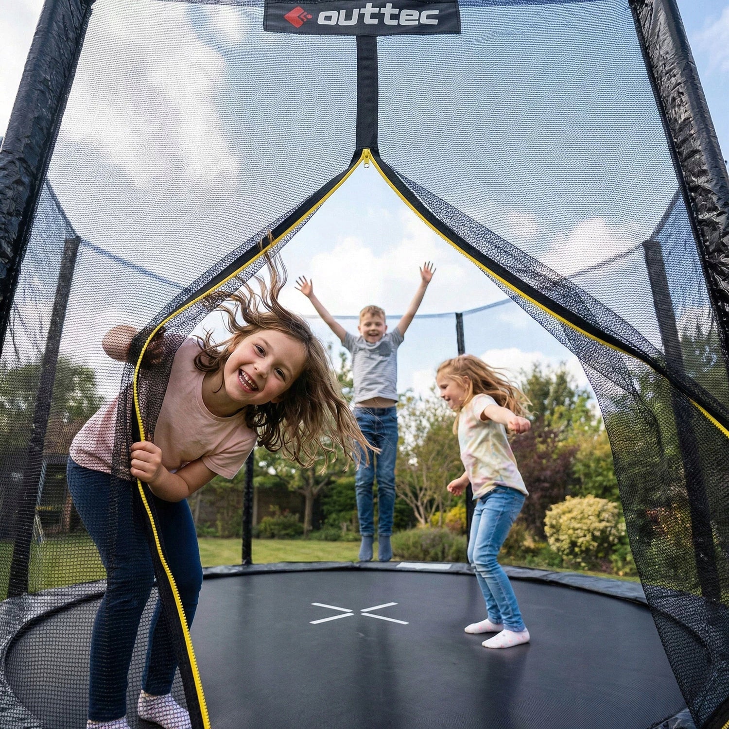 CHILDREN'S GARDEN TRAMPOLINE STRONG OUTDOOR NET LADDER 8FT OUTTEC Brand Outtec
