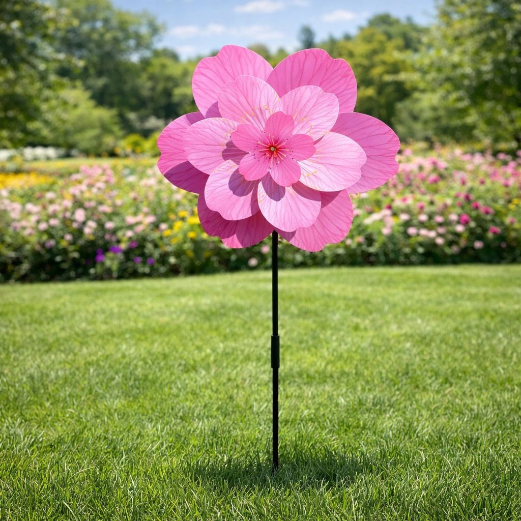 CHILDREN'S GARDEN WINDMILL FOR GARDEN 72 cm LARGE FLOWER PINK V9 Manufacturer code wiatraczek ogrodowy Profi ID