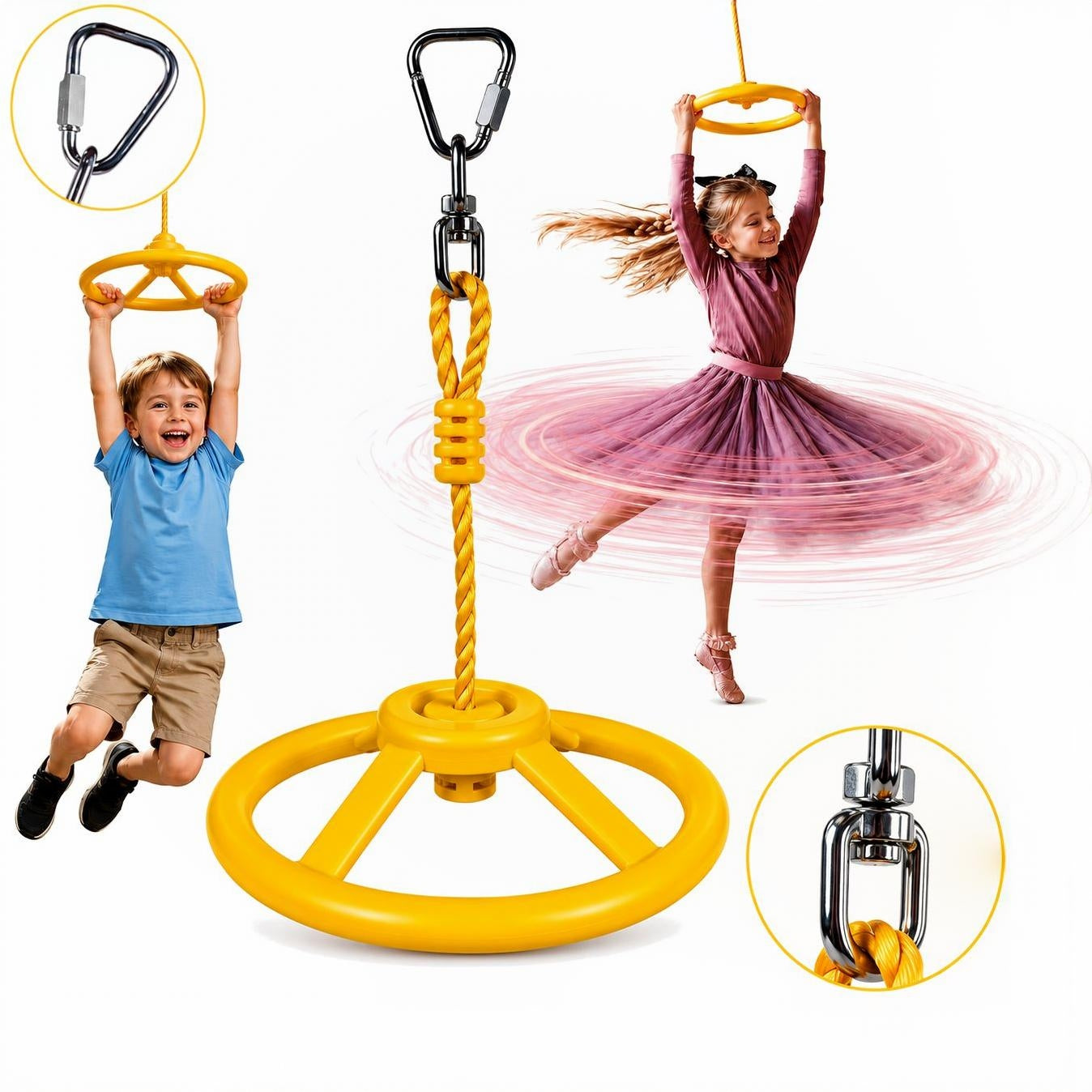 CHILDREN'S GYMNASTIC SWING CIRCLE 360° SQUARE TOYS NINJA OBSTACLE COURSE