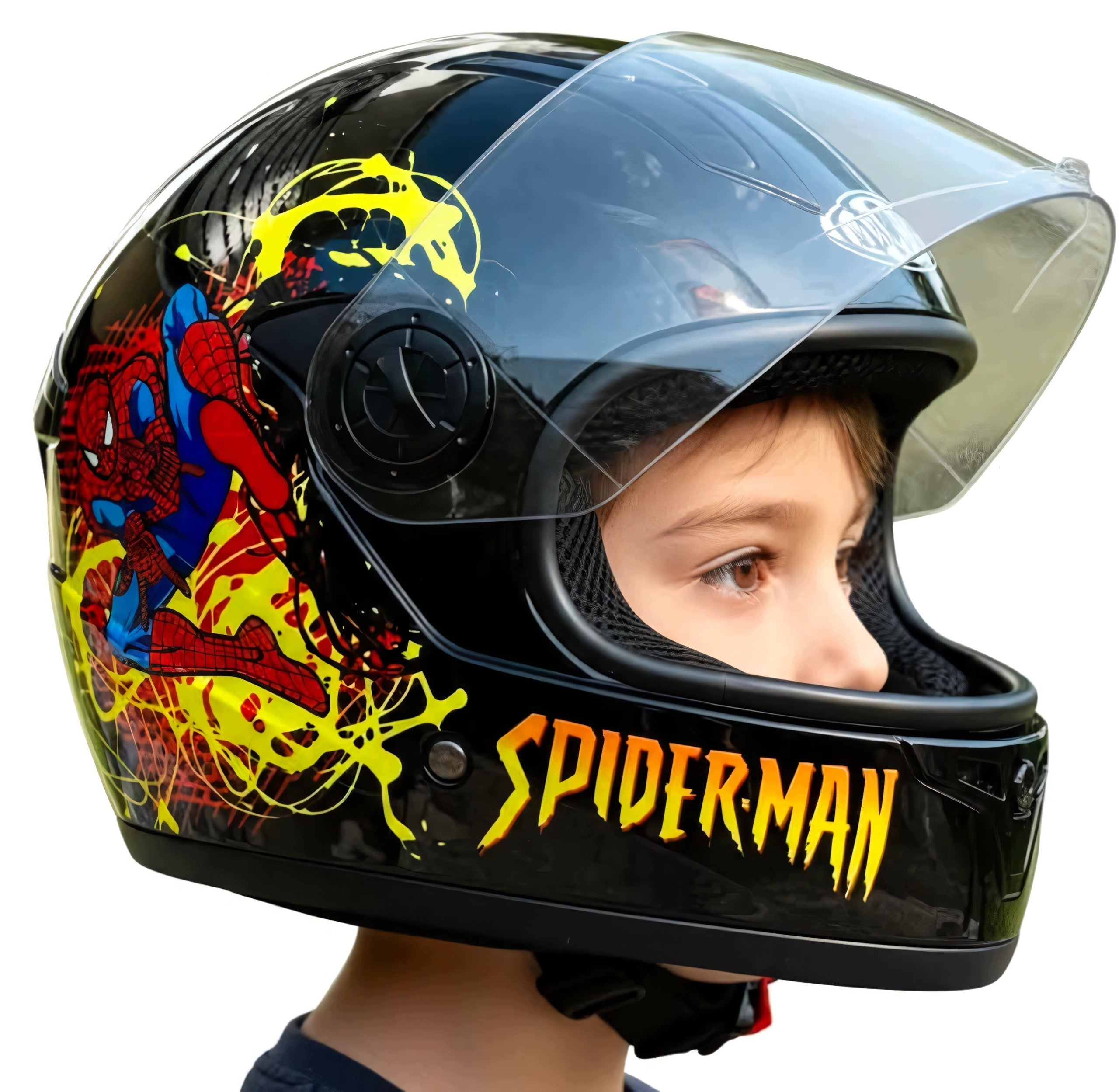 CHILDREN'S HELMET INTEGRAL SPIDERMAN BLACK FOR MOTORCYCLE 49-52 cm