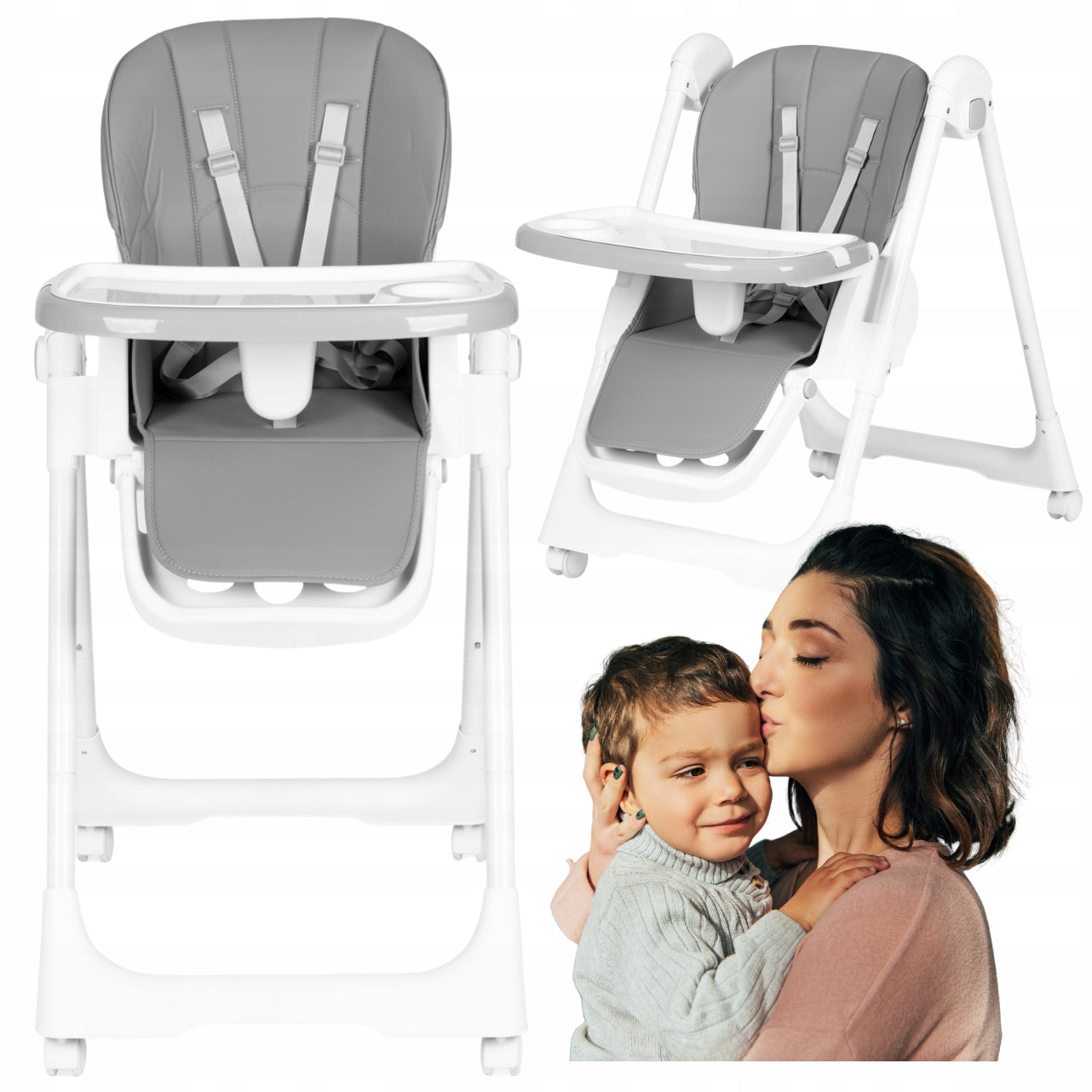 CHILDREN'S HIGH CHAIR ADJUSTABLE SEAT TRAY SEAT BELTS
