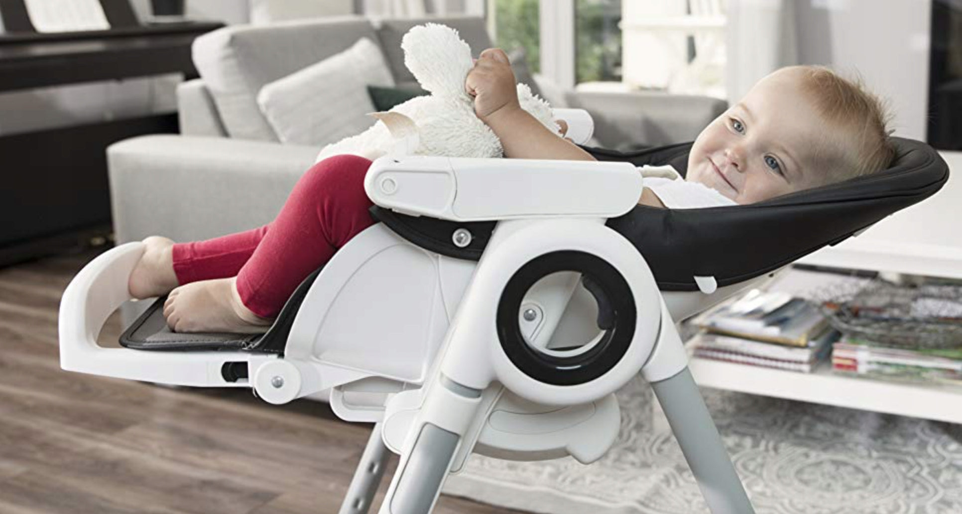 CHILDREN'S HIGH CHAIR FOLDING ADJUSTABLE WITH TRAY 7 HEIGHTS SAFE Packaging status original