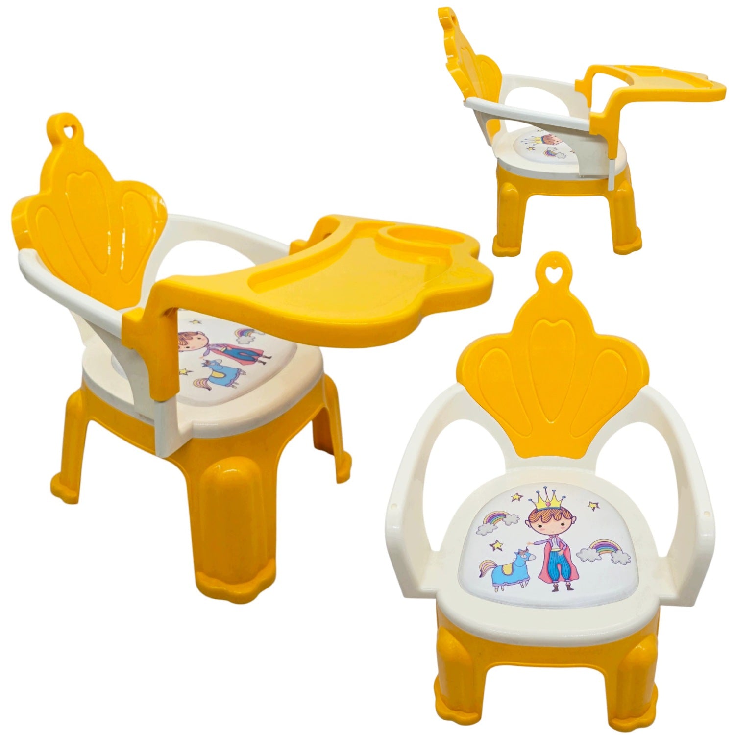 CHILDREN'S HIGH CHAIR WITH TRAY CROWN UNISEX CHILDREN'S