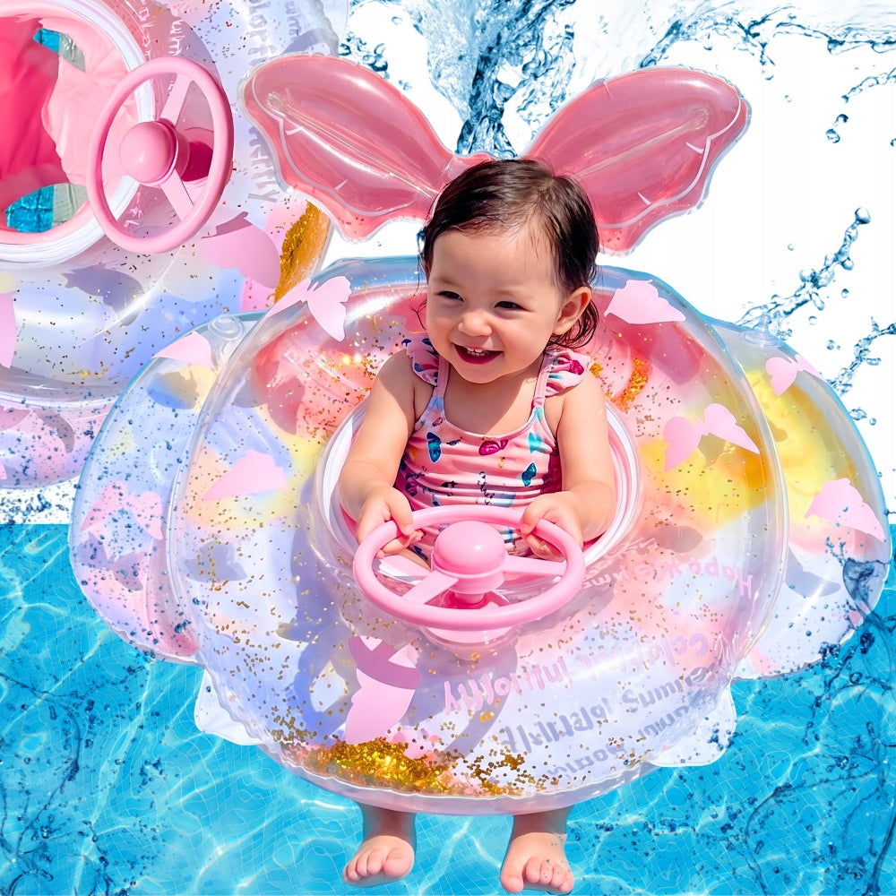 CHILDREN'S INFLATABLE WHEEL MATTRESS WITH STEERING WHEEL SEAT FOR POOL BEACH