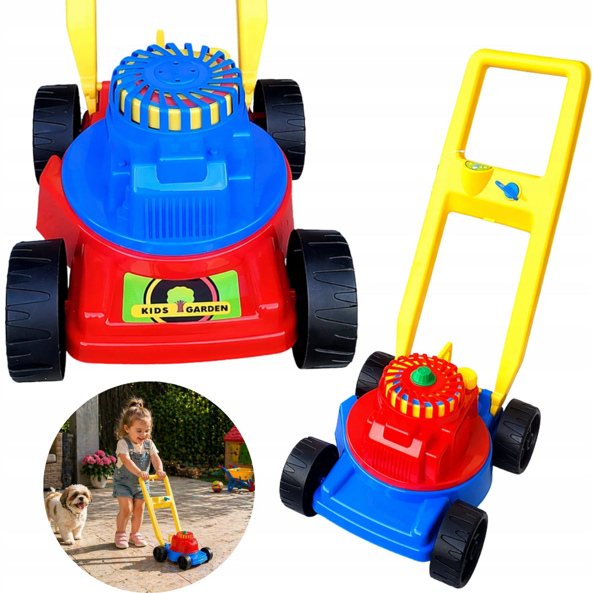 CHILDREN'S LAWN MOWER GARDEN LARGE COLORFUL SMALL GARDENER