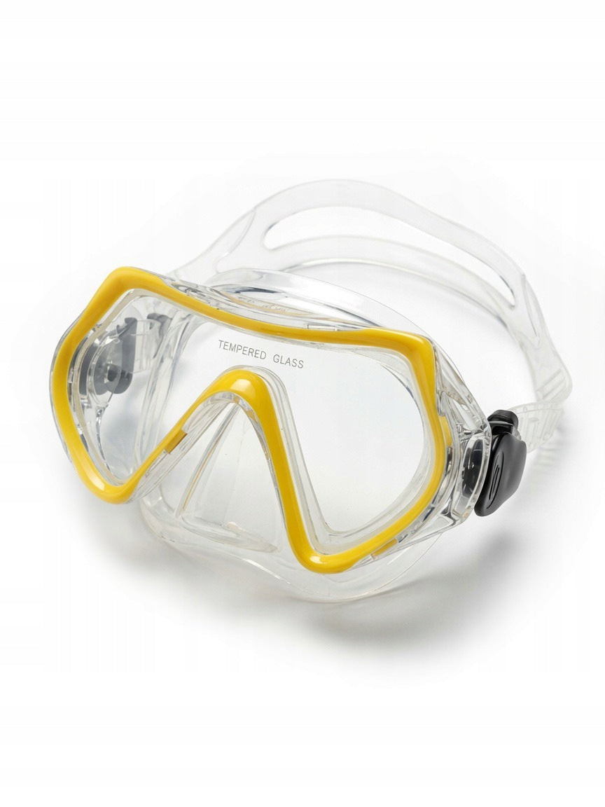 CHILDREN'S MASK FOR SWIMMING DIVING YELLOW TEMPERED GLASS